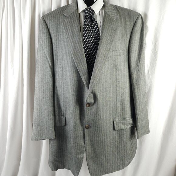 Hickey Freeman Mens 44L Gray Single Vent 2-Button Sports Coat Blazer Jacket - Picture 1 of 10